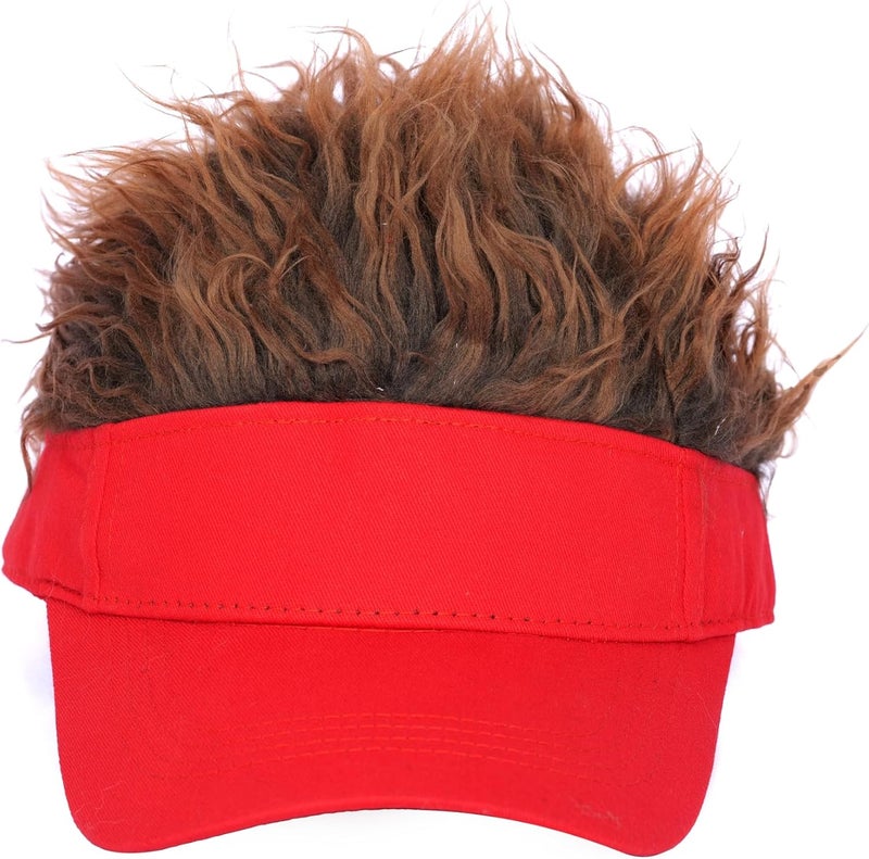NNBDBVDHS Mens Visor with Hair Fake Hat with Hair for Men Funny Golf Hats Wig Hat Spiked Adjustable Baseball Cap - Image 3